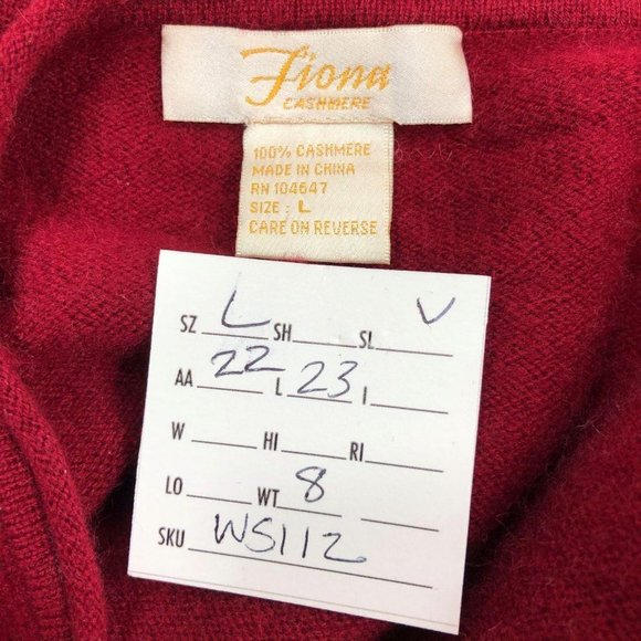 Fiona L Sweater Burgundy Red Cashmere Scoop Neck V - Picture 6 of 8